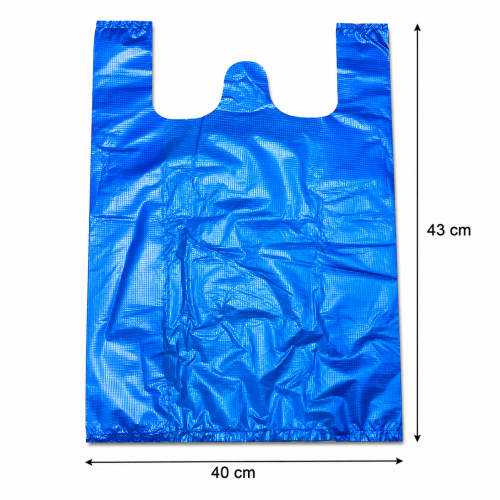 BOLSA MEDIANA AZUL DE PLASTICO PAQUETE X 100 UND